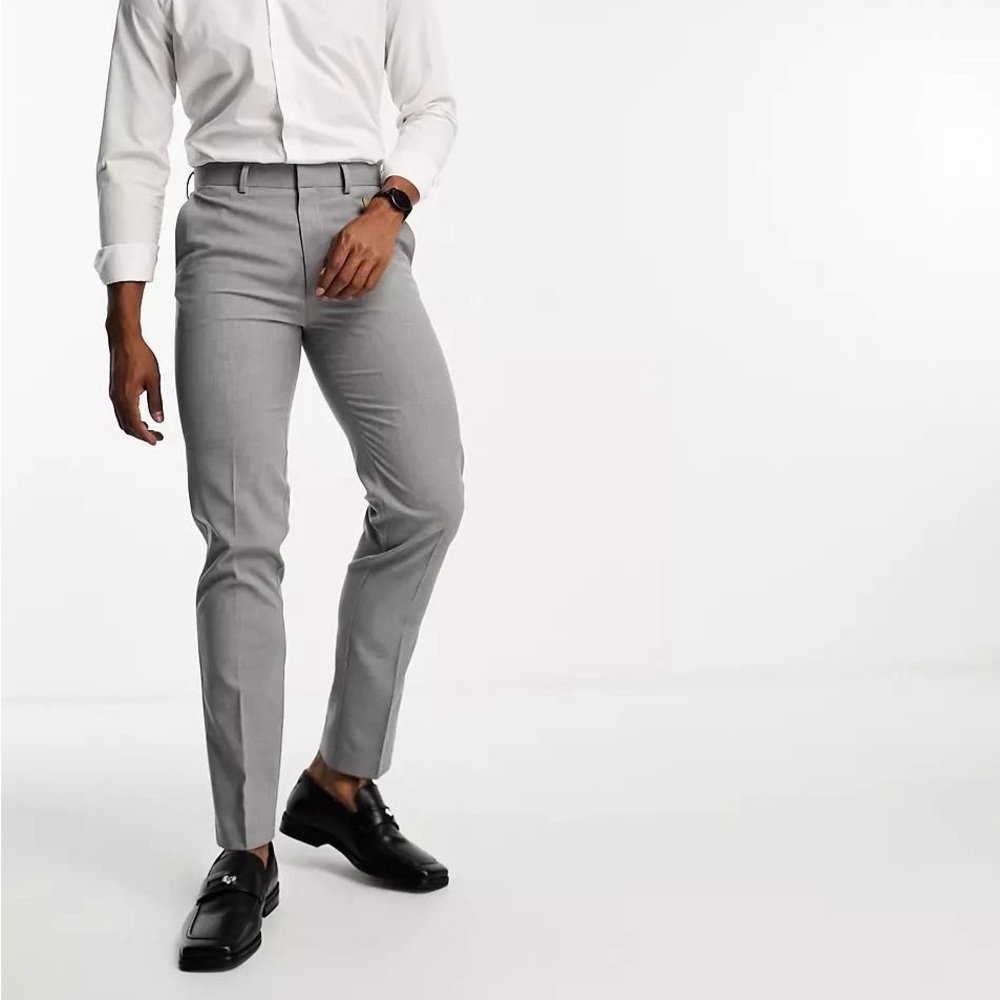 ASOS Design Slim Smart Dress Pants in Gray W34 L32